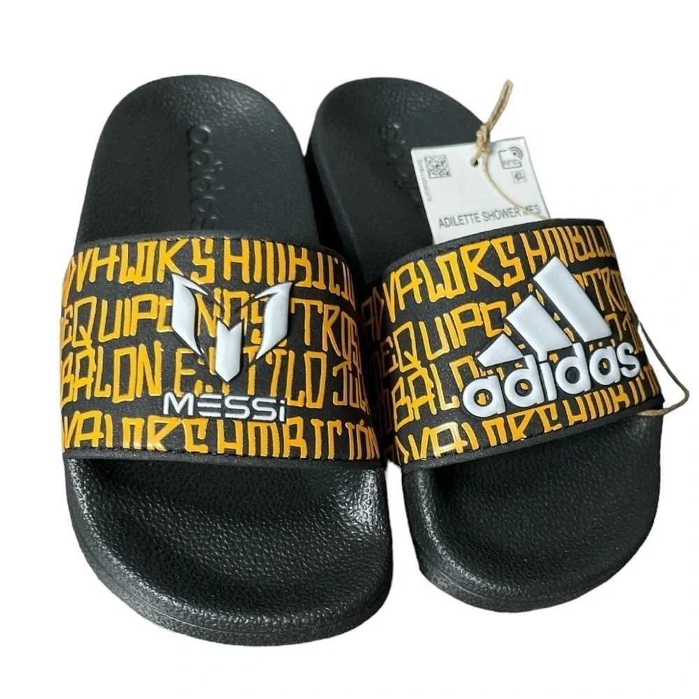 Adidas Messi Adilette Kids Shower Slide Sandals size 10 NWT
